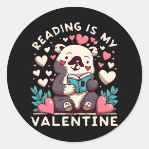 Reading Is My Valentine Classic Round Sticker