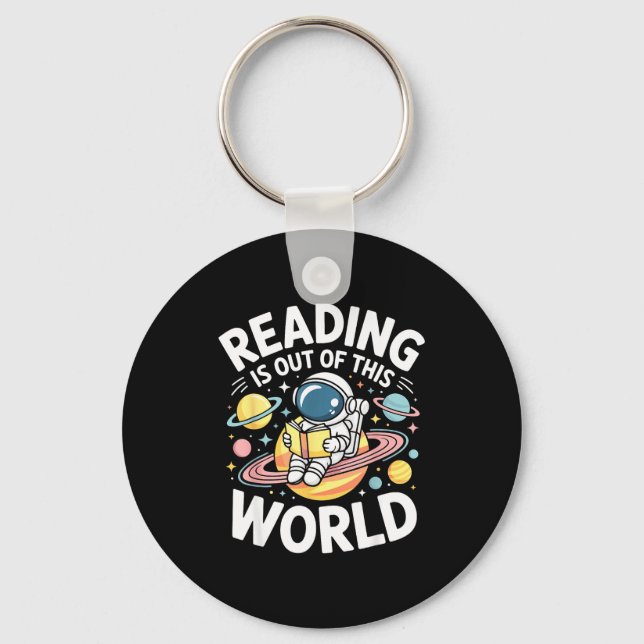 Reading is out of this world astronaut planet book key ring (Front)