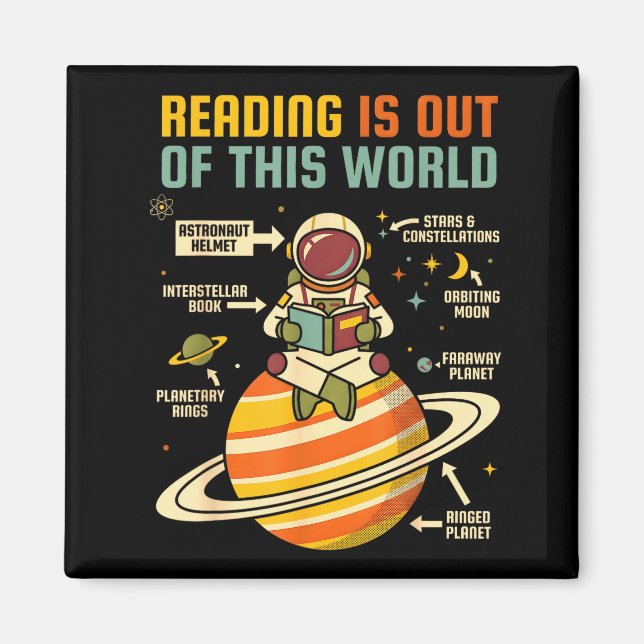 Reading is out of this world astronaut reading magnet (Front)