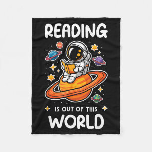 Reading is out of this world astronaut space book fleece blanket