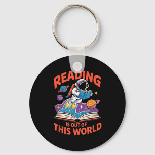 Reading is out of this world astronaut space book key ring