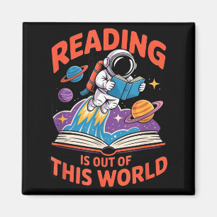 Reading is out of this world astronaut space book magnet