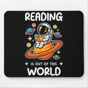Reading is Out of This World Astronaut Space Book Mouse Pad