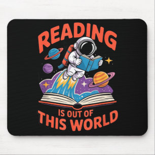 Reading is out of this world astronaut space book mouse pad