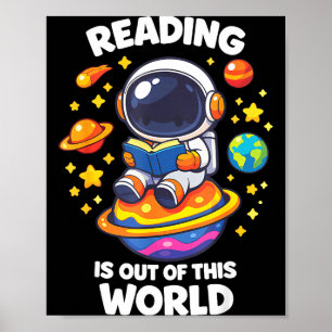 Reading is out of this world cute space book poster