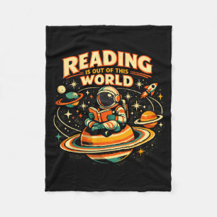 Reading is out of this world funny space books fleece blanket