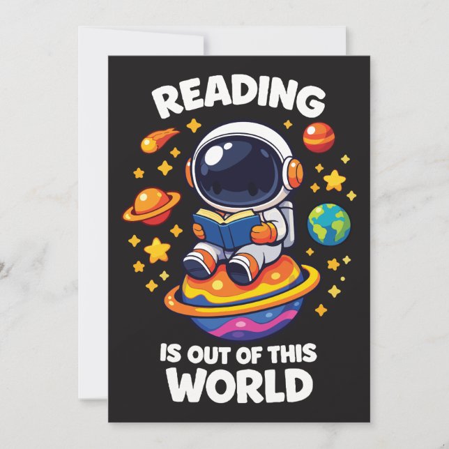 Reading is out of this world invitation (Front)