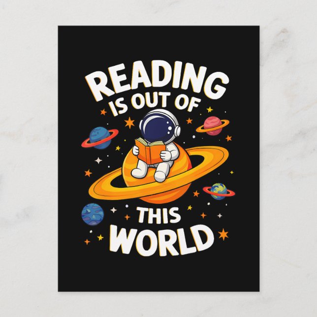 Reading Is Out Of This World Invitation Postcard (Front)