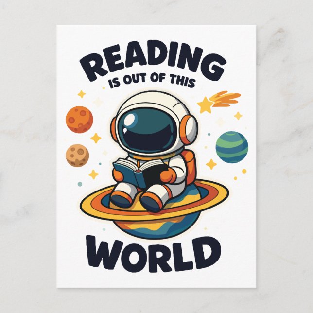 Reading is out of this world postcard (Front)