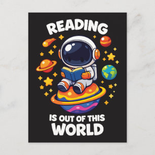 Reading is out of this world postcard