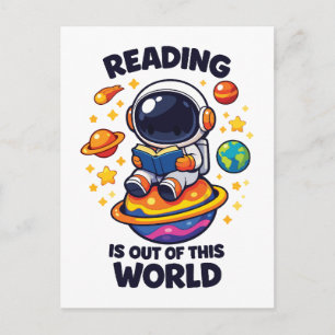 Reading is out of this world postcard