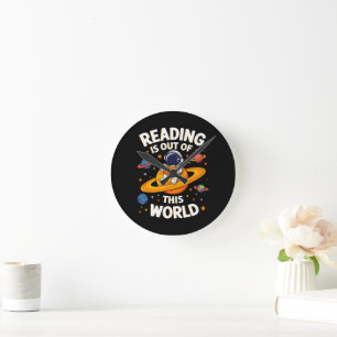 Reading Is Out Of This World Round Clock