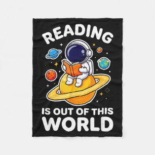 Reading is out of this world space astronaut book fleece blanket