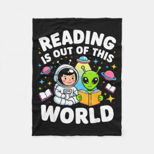 Reading is out of this world space astronaut books fleece blanket