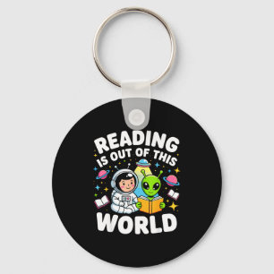 Reading is out of this world space astronaut books key ring