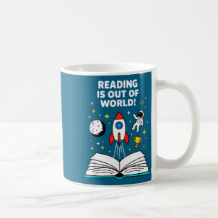 Reading is out of this world space astronaut coffee mug