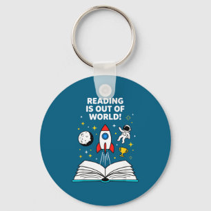 Reading is out of this world space astronaut key ring