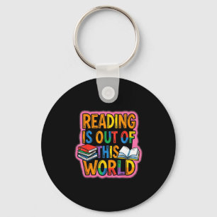 Reading is out of this world space astronaut key ring