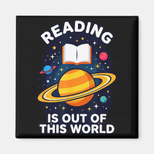 Reading is out of this world space astronaut magnet