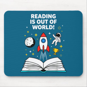 Reading is out of this world space astronaut mouse pad
