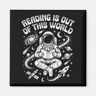 Reading is out of this world space funny book magnet