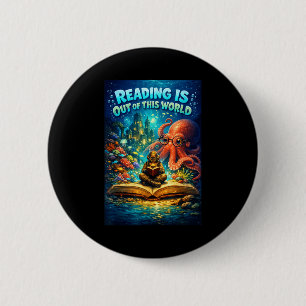Reading is out of this world space funny books 6 cm round badge