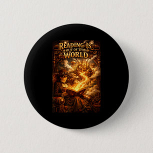 Reading is out of this world space funny books 6 cm round badge