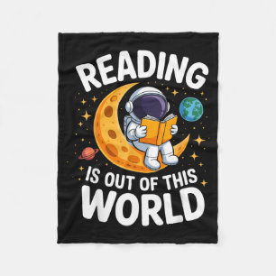 Reading is Out of This World Space Funny Books Fleece Blanket