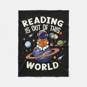 Reading is out of this world space funny books fleece blanket