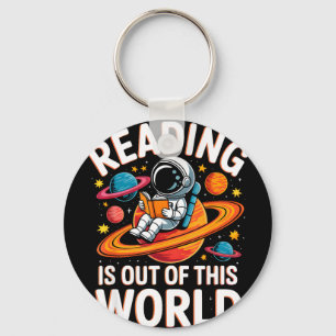 Reading is out of this world space funny books key ring