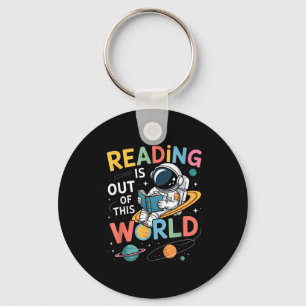 Reading is out of this world space funny books key ring