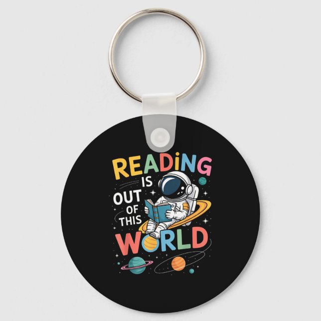 Reading is out of this world space funny books key ring (Front)