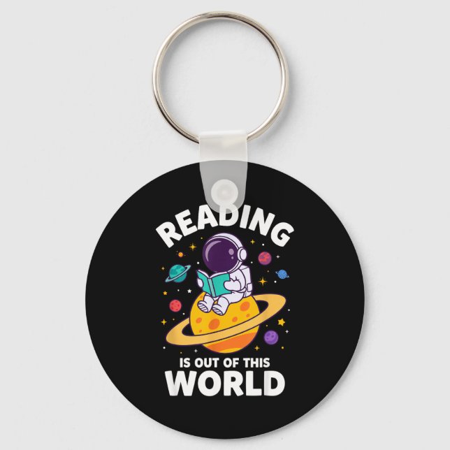Reading is out of this world space funny books key ring (Front)