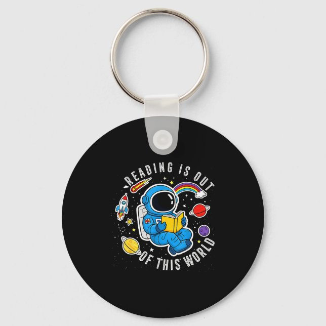 Reading is out of this world space funny books key ring (Front)
