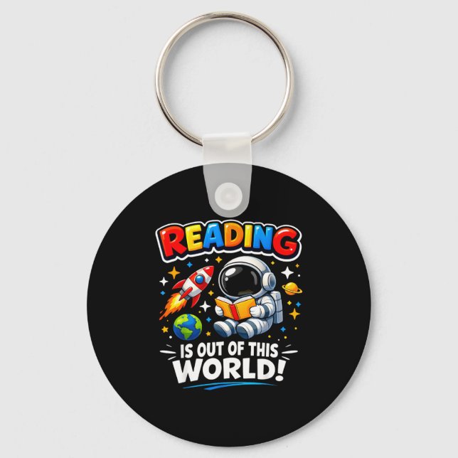 Reading is out of this world space funny books key ring (Front)