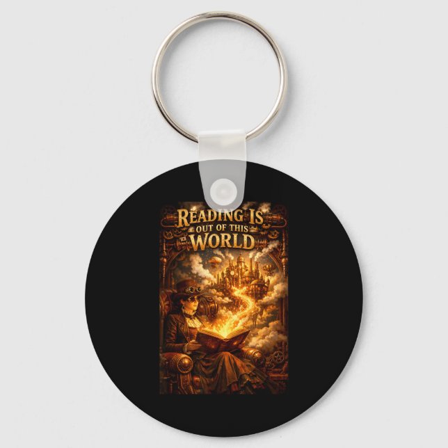 Reading is out of this world space funny books key ring (Front)