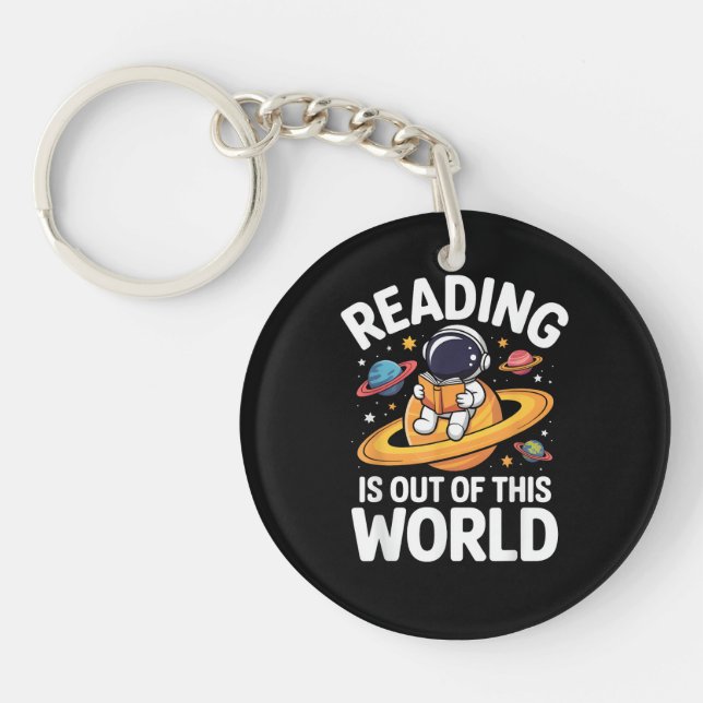 Reading is Out of This World Space Funny Books Lov Key Ring (Front)