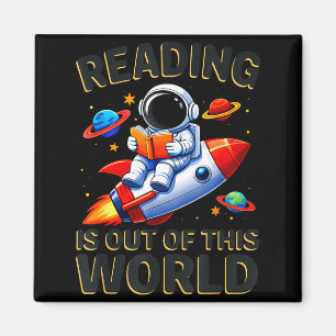 Reading is out of this world space funny books magnet