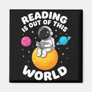 Reading is out of this world space funny books magnet