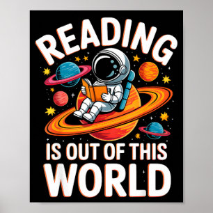 Reading is out of this world space funny books poster