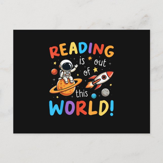 Reading Is Out Of This World Space Postcard (Front)