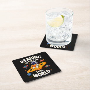 Reading Is Out Of This World Square Paper Coaster