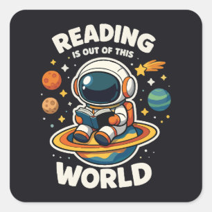 Reading is out of this world square sticker