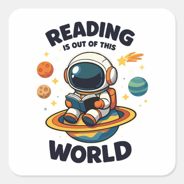 Reading is out of this world square sticker (Front)