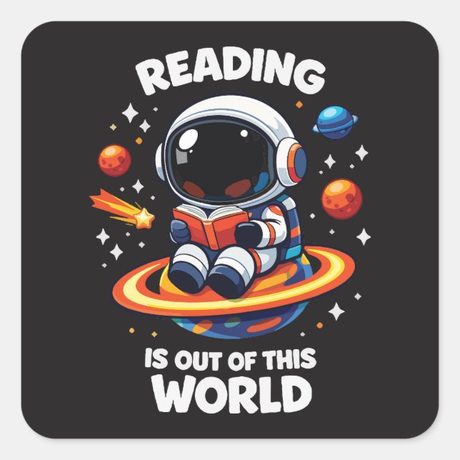 Reading is out of this world square sticker (Front)