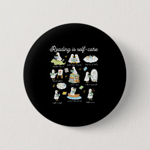 Reading is self care funny reading day silly goose 6 cm round badge