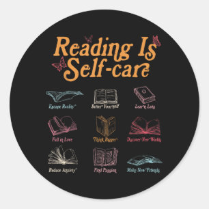 Reading Is Self Care Mental Health Read More Book Classic Round Sticker