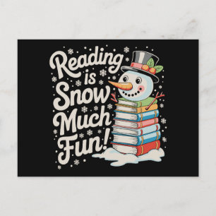 Reading Is Snow Much Fun Snowman Books Christmas Holiday Postcard