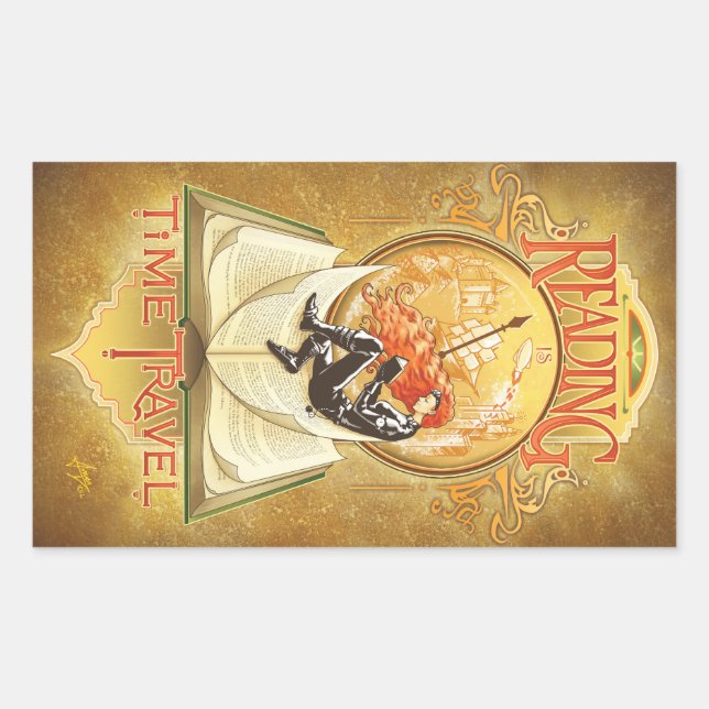 Reading is Time Travel Rectangular Sticker (Front)