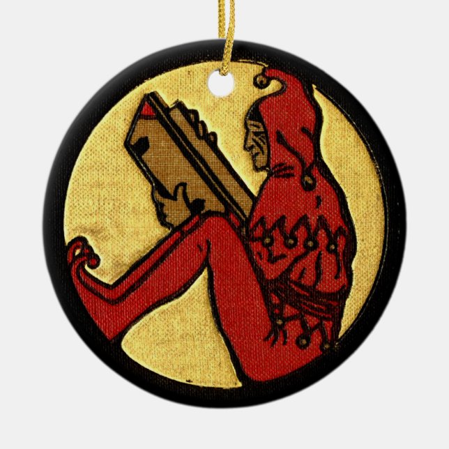 Reading Jester Ceramic Tree Decoration (Front)
